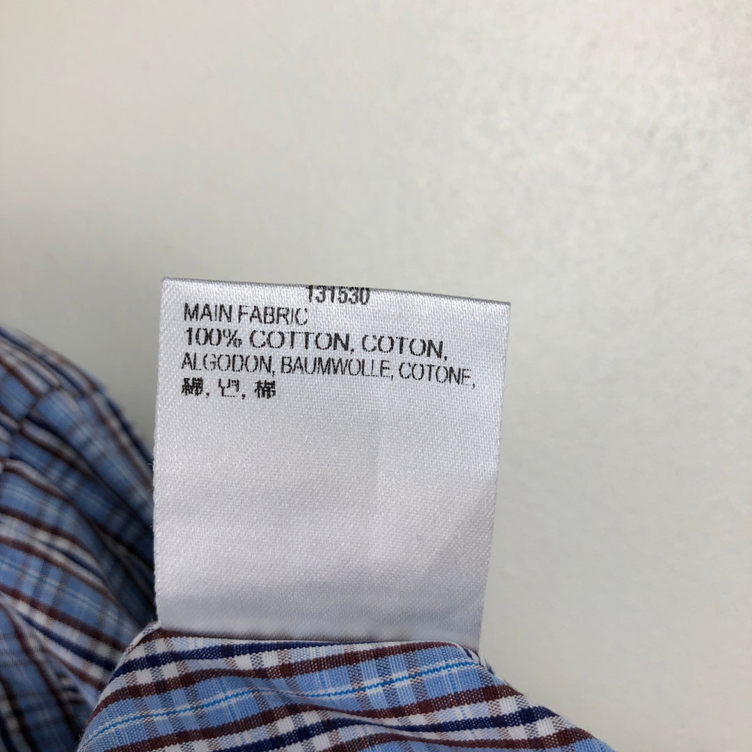 Aquascutum Classic Fit Wide Collar Long Sleeve Cotton Check Shirt, Men's Size L (approx.) cotton Blue type light blue Vintage Second Hand