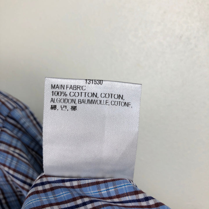 Aquascutum Classic Fit Wide Collar Long Sleeve Cotton Check Shirt, Men's Size L (approx.) cotton Blue type light blue Vintage Second Hand