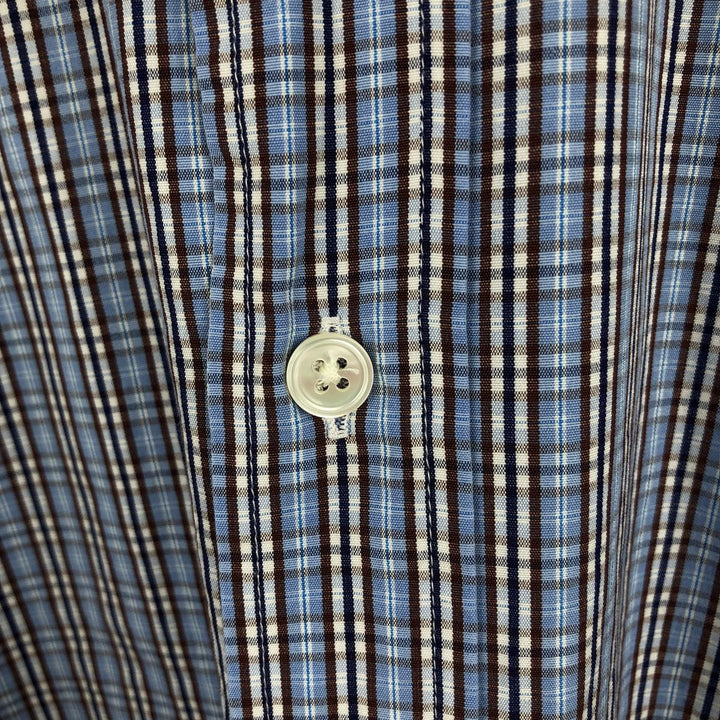 Aquascutum Classic Fit Wide Collar Long Sleeve Cotton Check Shirt, Men's Size L (approx.) cotton Blue type light blue Vintage Second Hand
