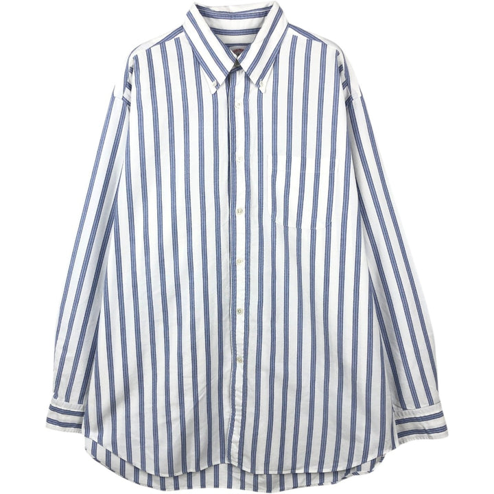 Brooks Brothers Est.1818 Madison Long-Sleeve Button-Down Striped Shirt, Made in USA, Men's Size L (approx.) Supima Cotton white type Vintage Second Hand