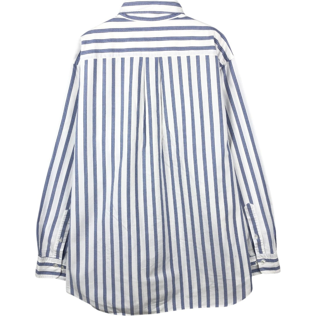 Brooks Brothers Est.1818 Madison Long-Sleeve Button-Down Striped Shirt, Made in USA, Men's Size L (approx.) Supima Cotton white type Vintage Second Hand