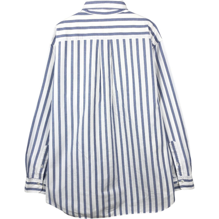 Brooks Brothers Est.1818 Madison Long-Sleeve Button-Down Striped Shirt, Made in USA, Men's Size L (approx.) Supima Cotton white type Vintage Second Hand