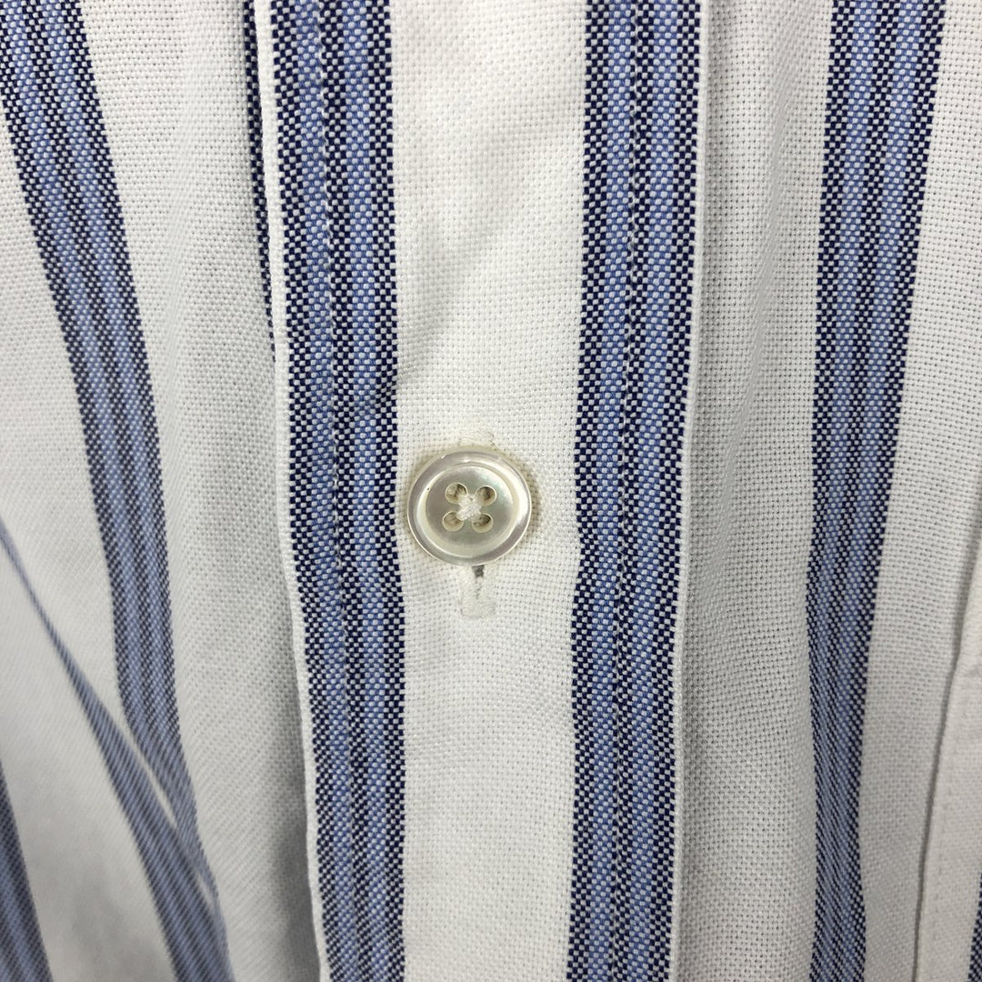 Brooks Brothers Est.1818 Madison Long-Sleeve Button-Down Striped Shirt, Made in USA, Men's Size L (approx.) Supima Cotton white type Vintage Second Hand