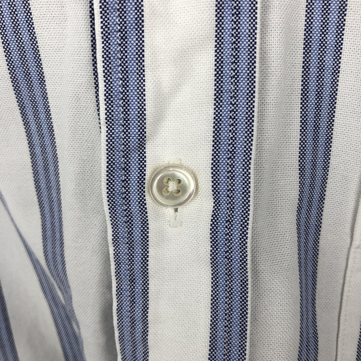 Brooks Brothers Est.1818 Madison Long-Sleeve Button-Down Striped Shirt, Made in USA, Men's Size L (approx.) Supima Cotton white type Vintage Second Hand