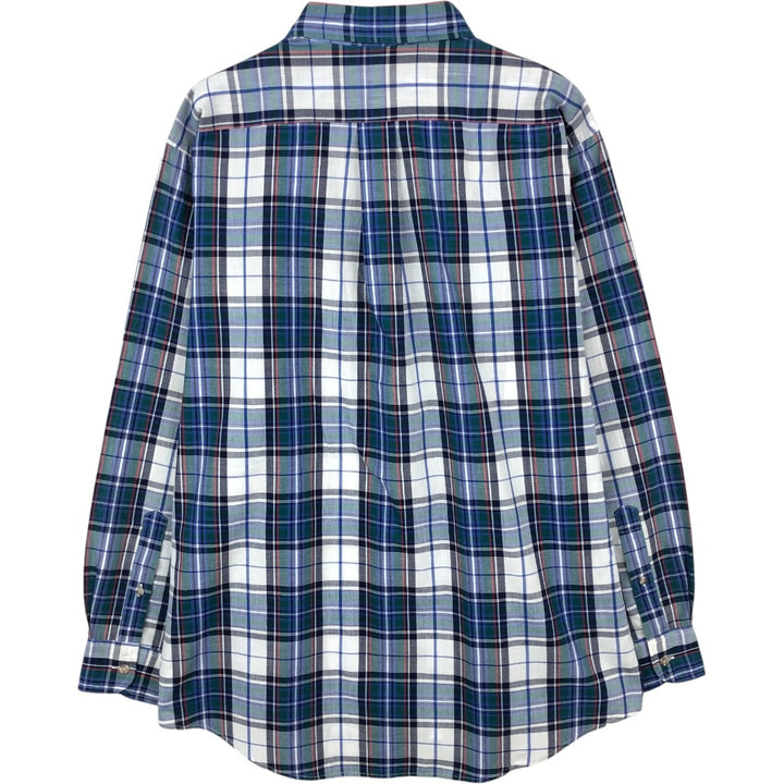 90s-80'S Eddie Bauer Black Tag Long Sleeve Button-Down Check Shirt Men's Size L (Equivalent) Vintage cotton blue type Vintage Second Hand