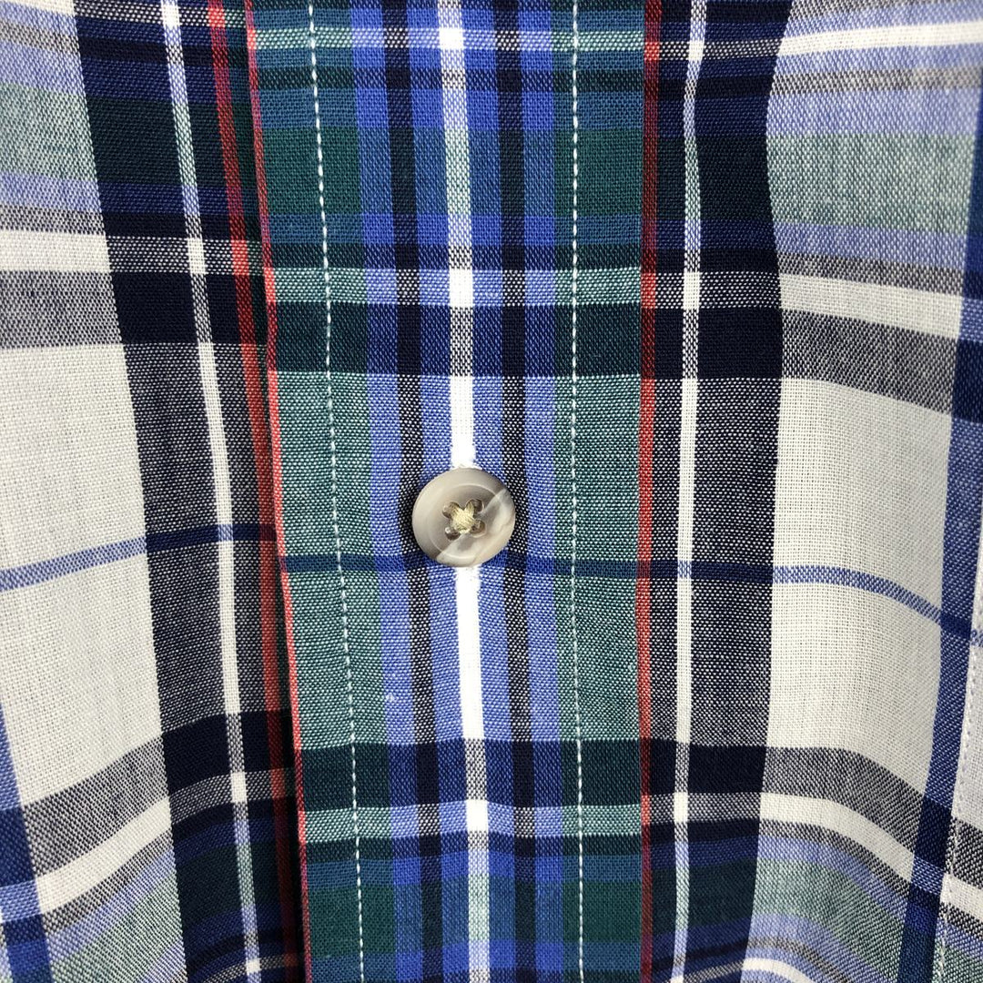 90s-80'S Eddie Bauer Black Tag Long Sleeve Button-Down Check Shirt Men's Size L (Equivalent) Vintage cotton blue type Vintage Second Hand