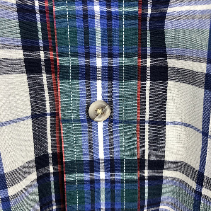 90s-80'S Eddie Bauer Black Tag Long Sleeve Button-Down Check Shirt Men's Size L (Equivalent) Vintage cotton blue type Vintage Second Hand