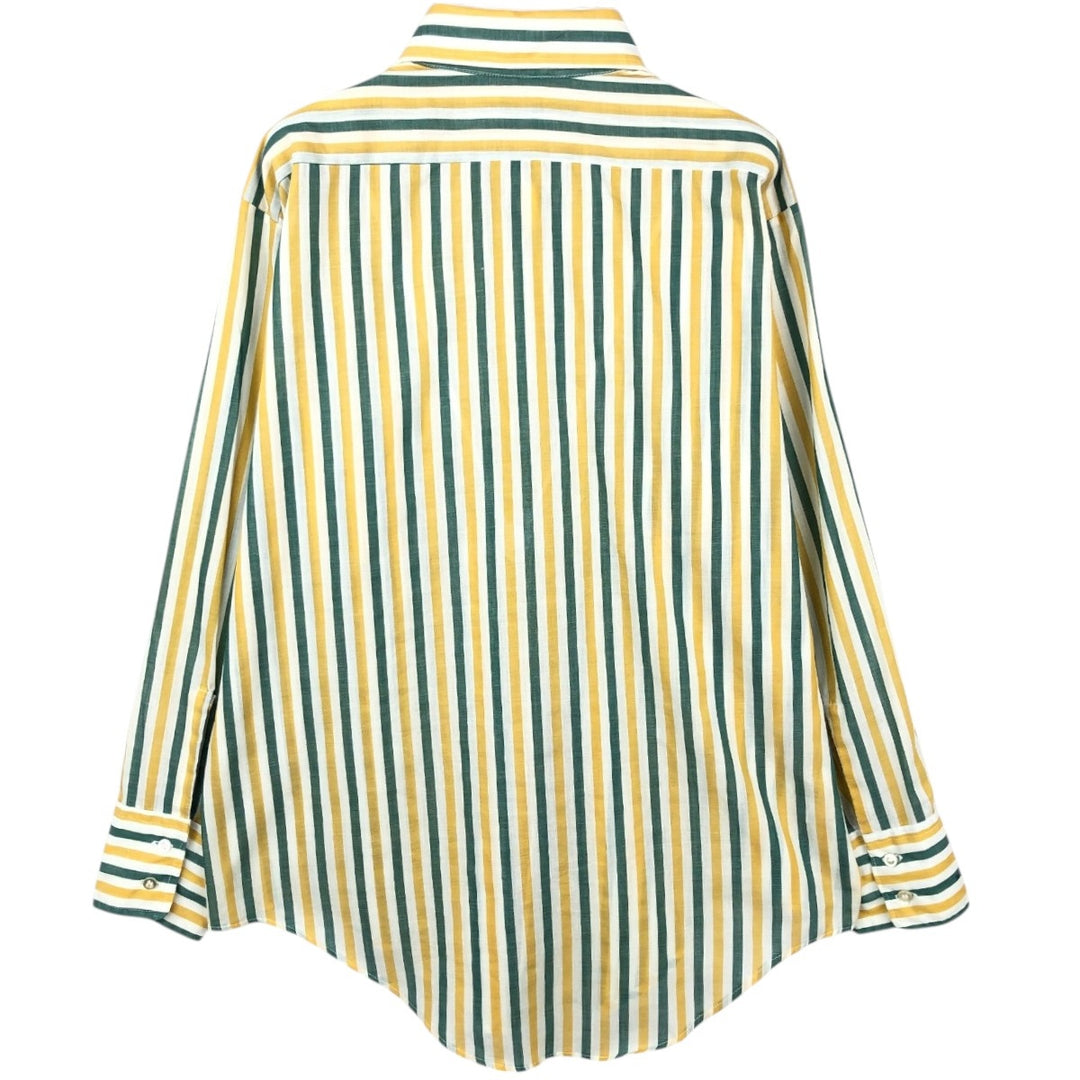 Manhattan Long-Sleeve Striped Shirt, Men's Size L (approx.) polyester yellow type Vintage Second Hand