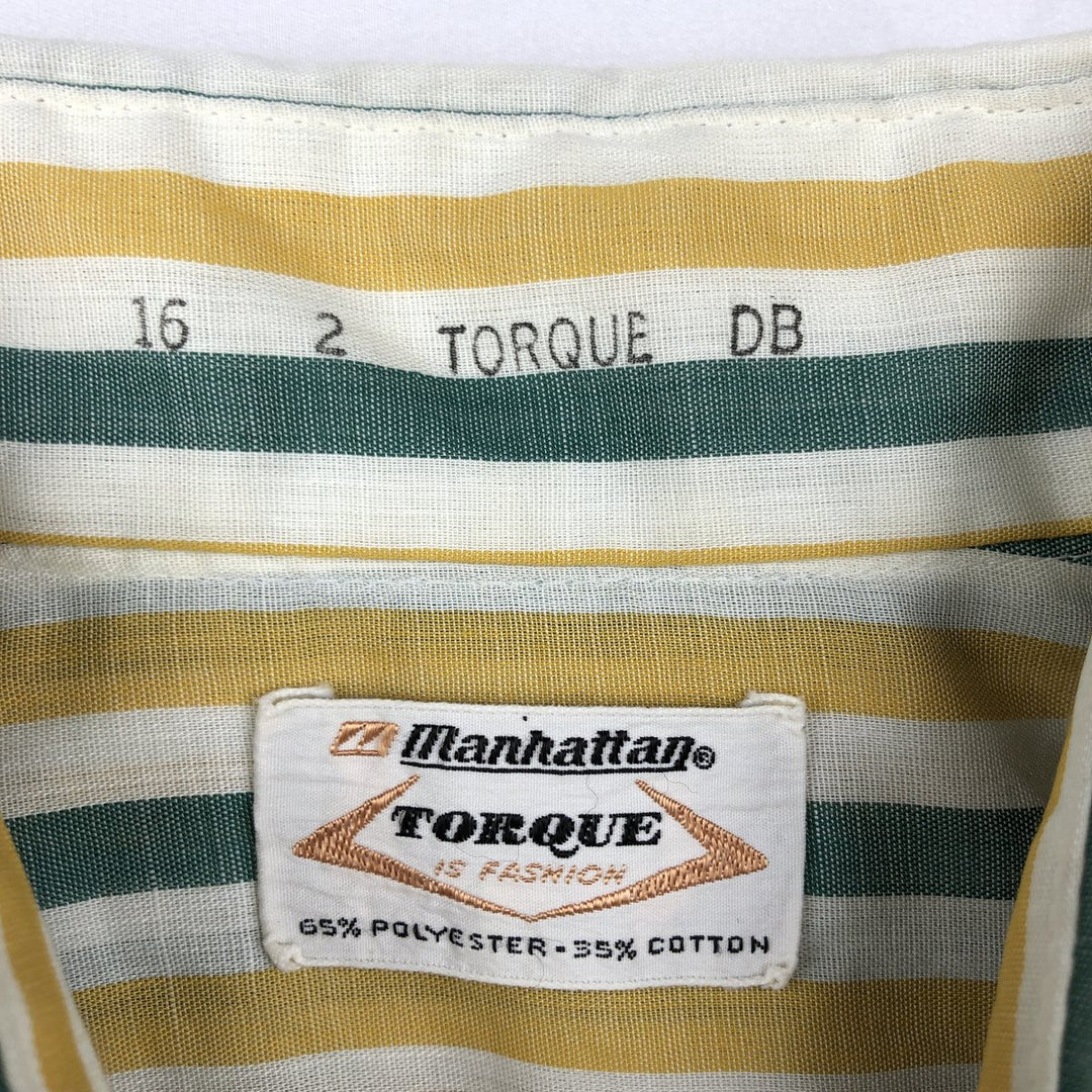 Manhattan Long-Sleeve Striped Shirt, Men's Size L (approx.) polyester yellow type Vintage Second Hand