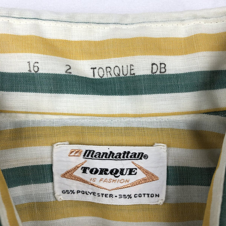 Manhattan Long-Sleeve Striped Shirt, Men's Size L (approx.) polyester yellow type Vintage Second Hand