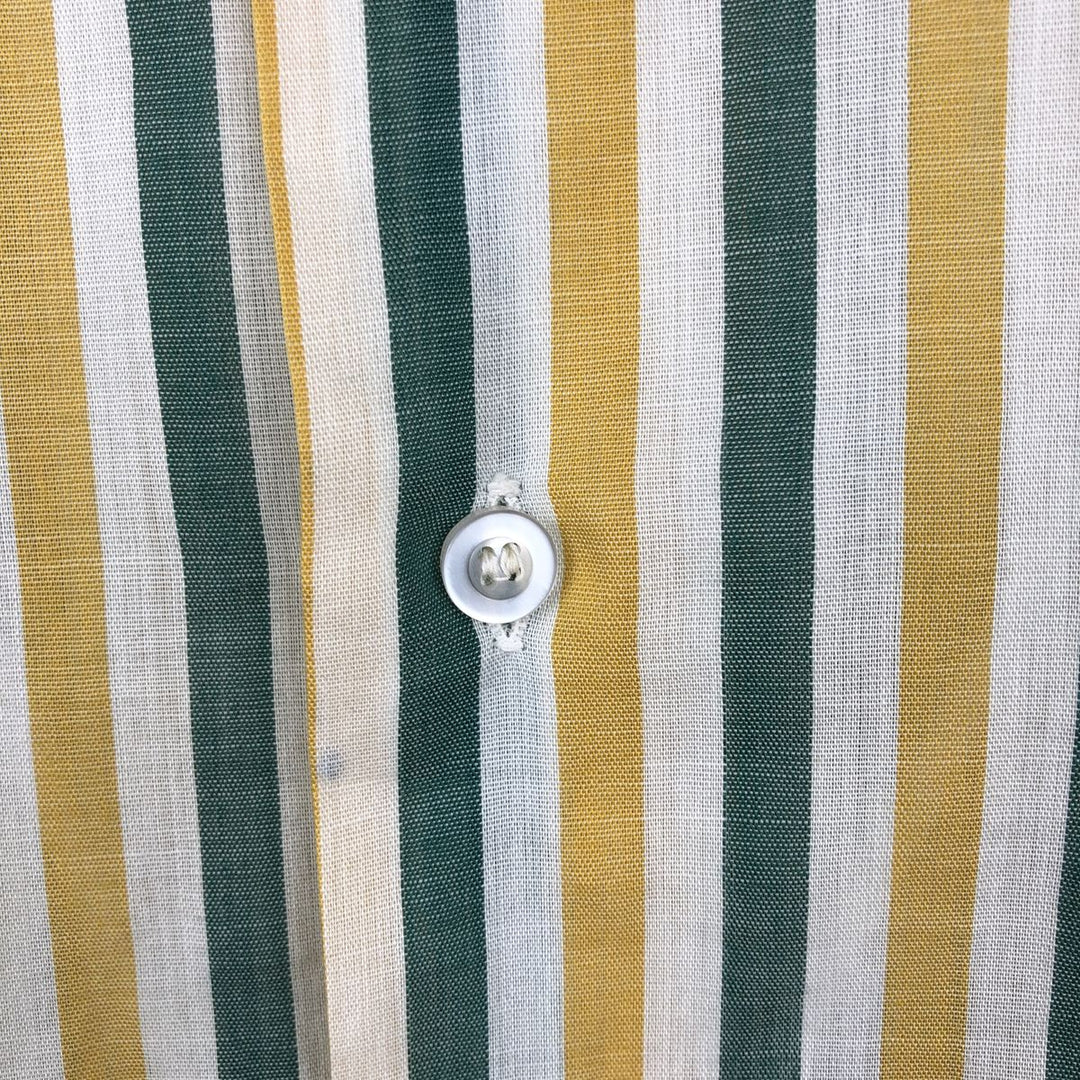 Manhattan Long-Sleeve Striped Shirt, Men's Size L (approx.) polyester yellow type Vintage Second Hand