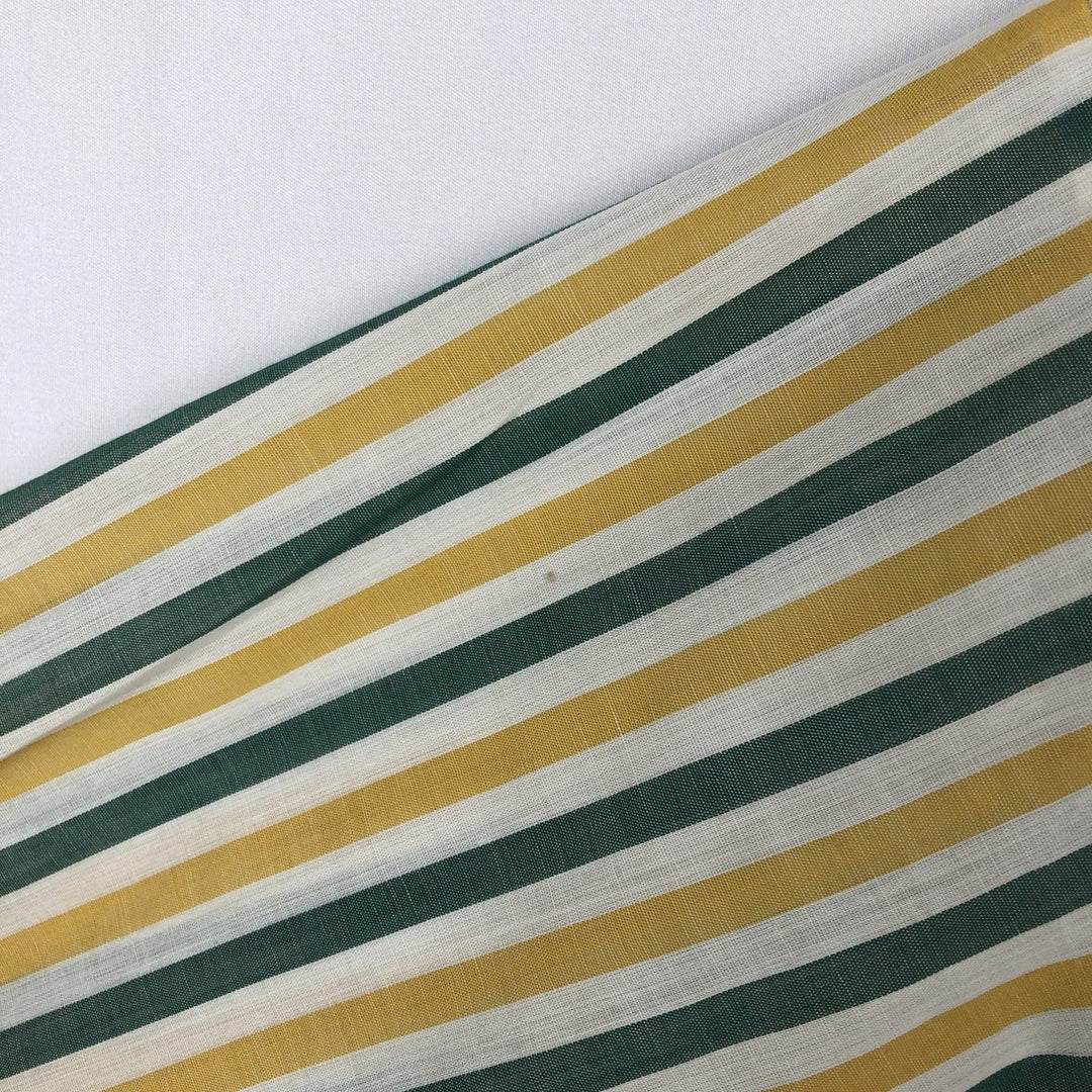 Manhattan Long-Sleeve Striped Shirt, Men's Size L (approx.) polyester yellow type Vintage Second Hand