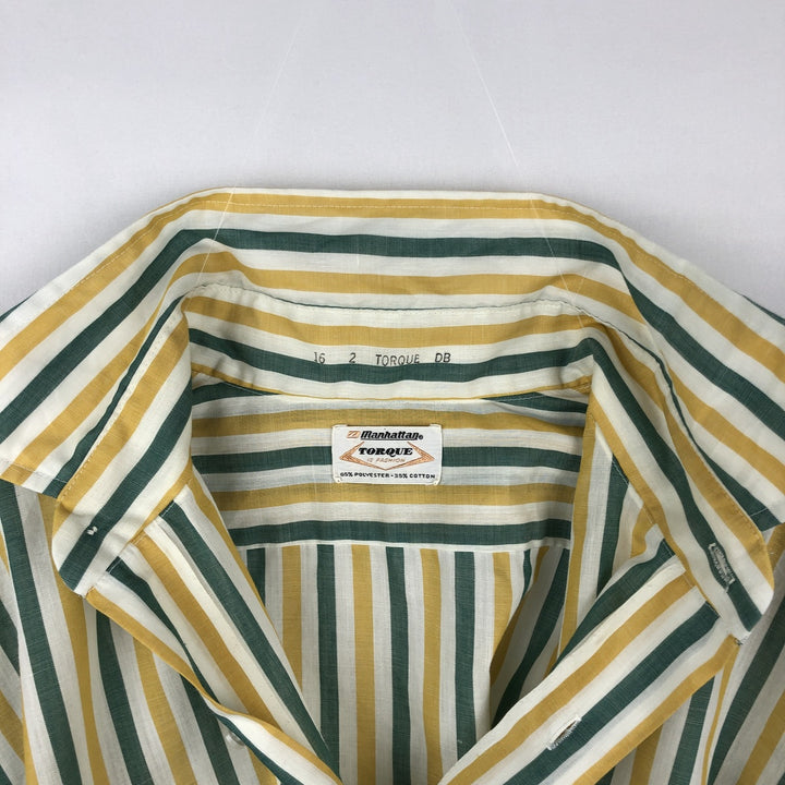 Manhattan Long-Sleeve Striped Shirt, Men's Size L (approx.) polyester yellow type Vintage Second Hand