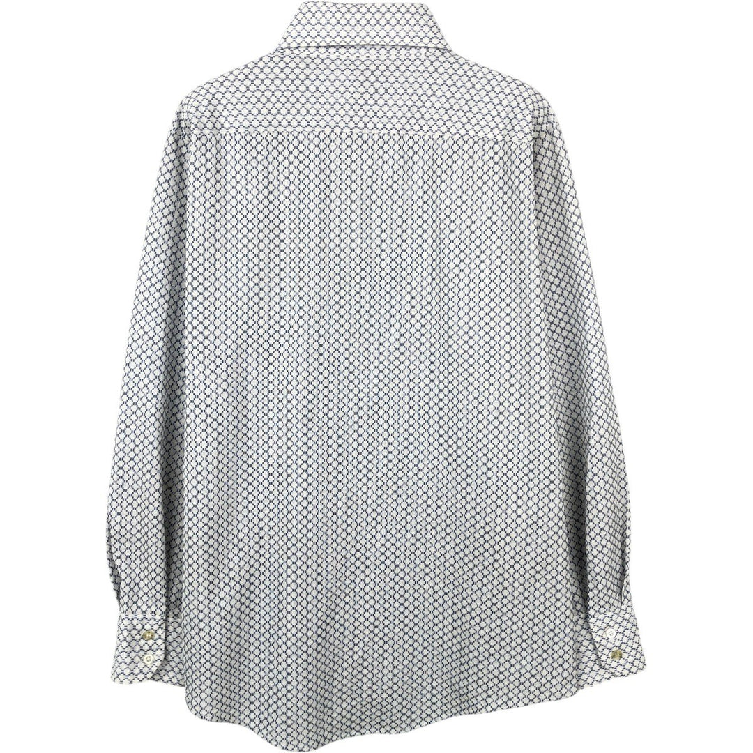 Fleetline all-over print long-sleeved shirt, men's size M (approx.) unclear navy blue type Vintage Second Hand