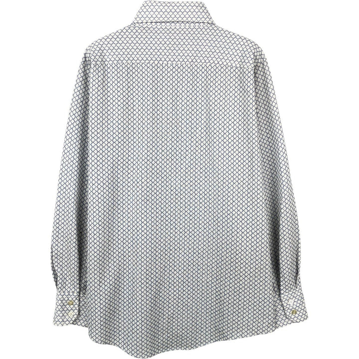 Fleetline all-over print long-sleeved shirt, men's size M (approx.) unclear navy blue type Vintage Second Hand