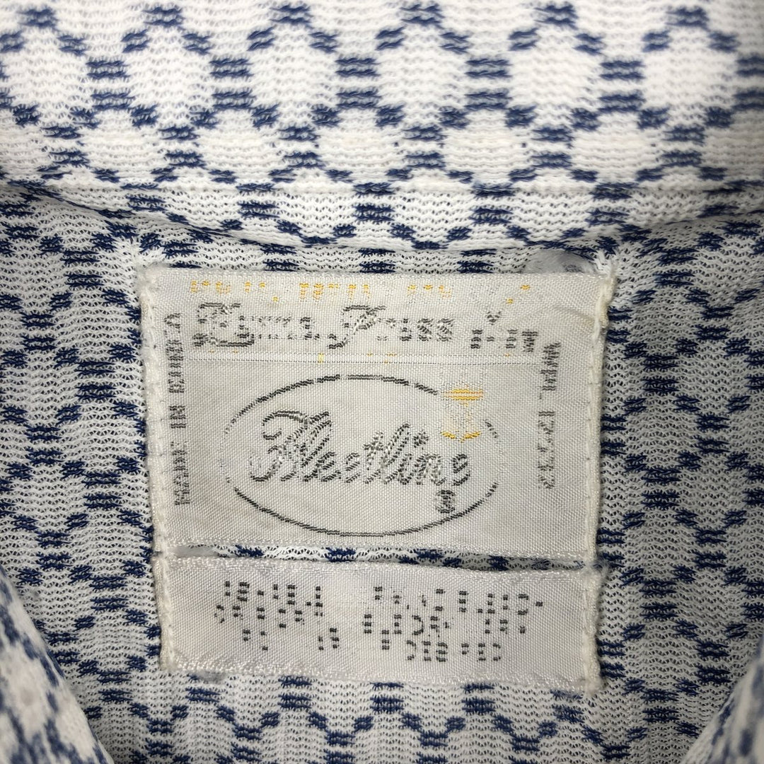 Fleetline all-over print long-sleeved shirt, men's size M (approx.) unclear navy blue type Vintage Second Hand