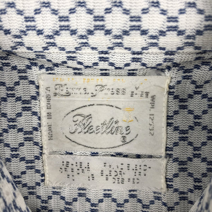 Fleetline all-over print long-sleeved shirt, men's size M (approx.) unclear navy blue type Vintage Second Hand