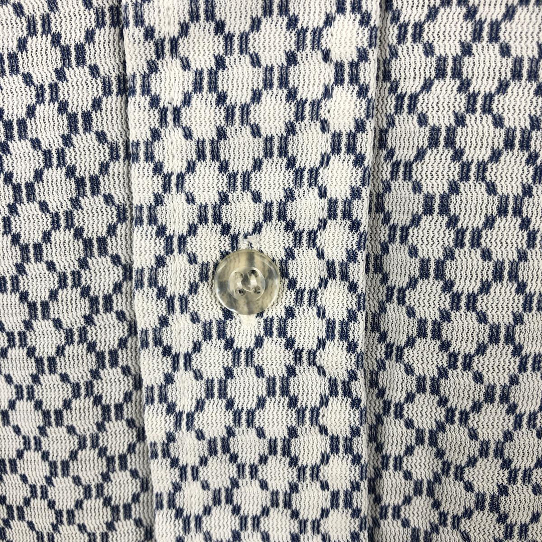 Fleetline all-over print long-sleeved shirt, men's size M (approx.) unclear navy blue type Vintage Second Hand