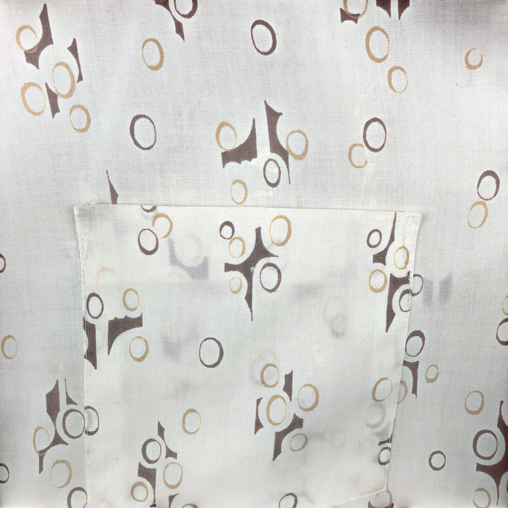 Mr. Bold all-over print long-sleeved poly-cotton shirt, men's size L (approx.) polyester white type Vintage Second Hand