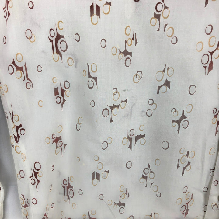 Mr. Bold all-over print long-sleeved poly-cotton shirt, men's size L (approx.) polyester white type Vintage Second Hand