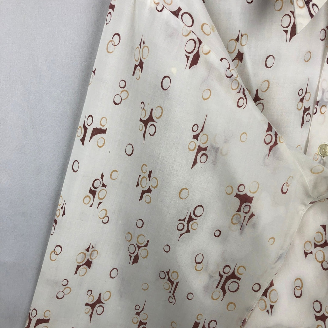 Mr. Bold all-over print long-sleeved poly-cotton shirt, men's size L (approx.) polyester white type Vintage Second Hand