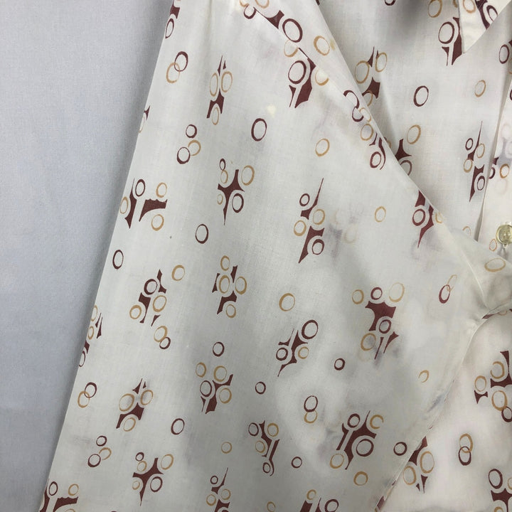 Mr. Bold all-over print long-sleeved poly-cotton shirt, men's size L (approx.) polyester white type Vintage Second Hand