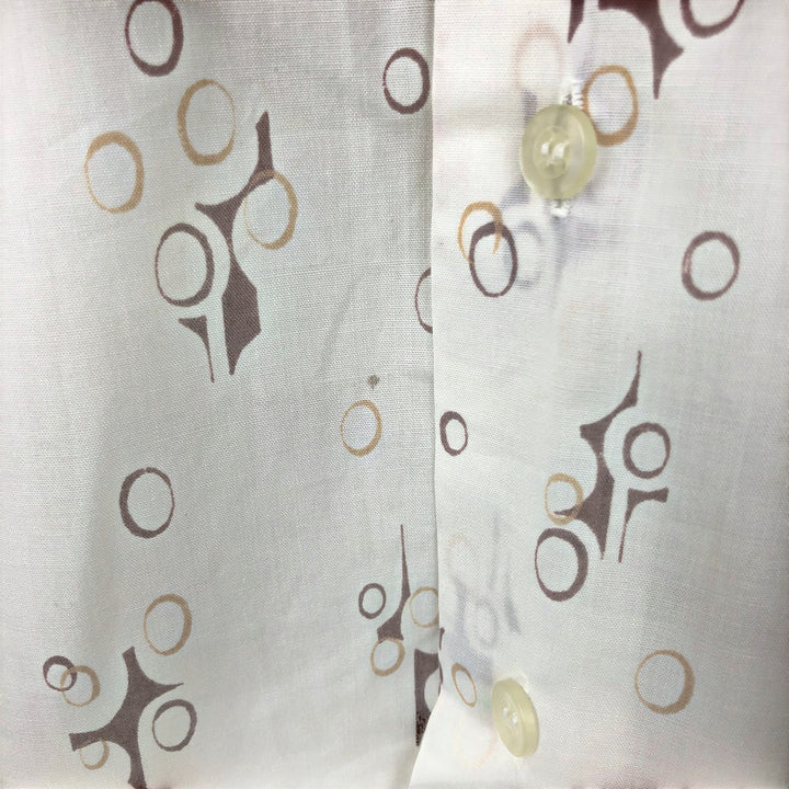 Mr. Bold all-over print long-sleeved poly-cotton shirt, men's size L (approx.) polyester white type Vintage Second Hand