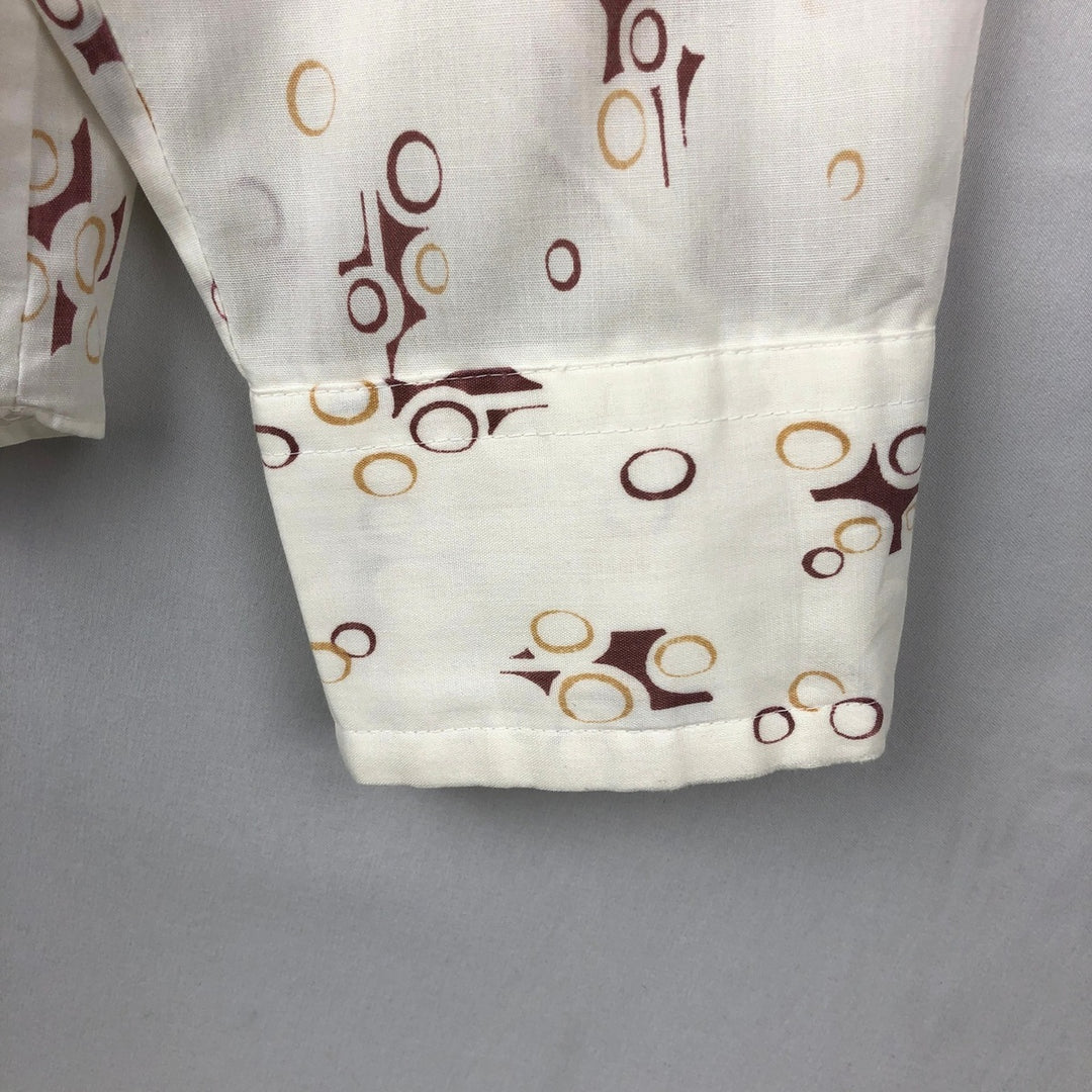 Mr. Bold all-over print long-sleeved poly-cotton shirt, men's size L (approx.) polyester white type Vintage Second Hand