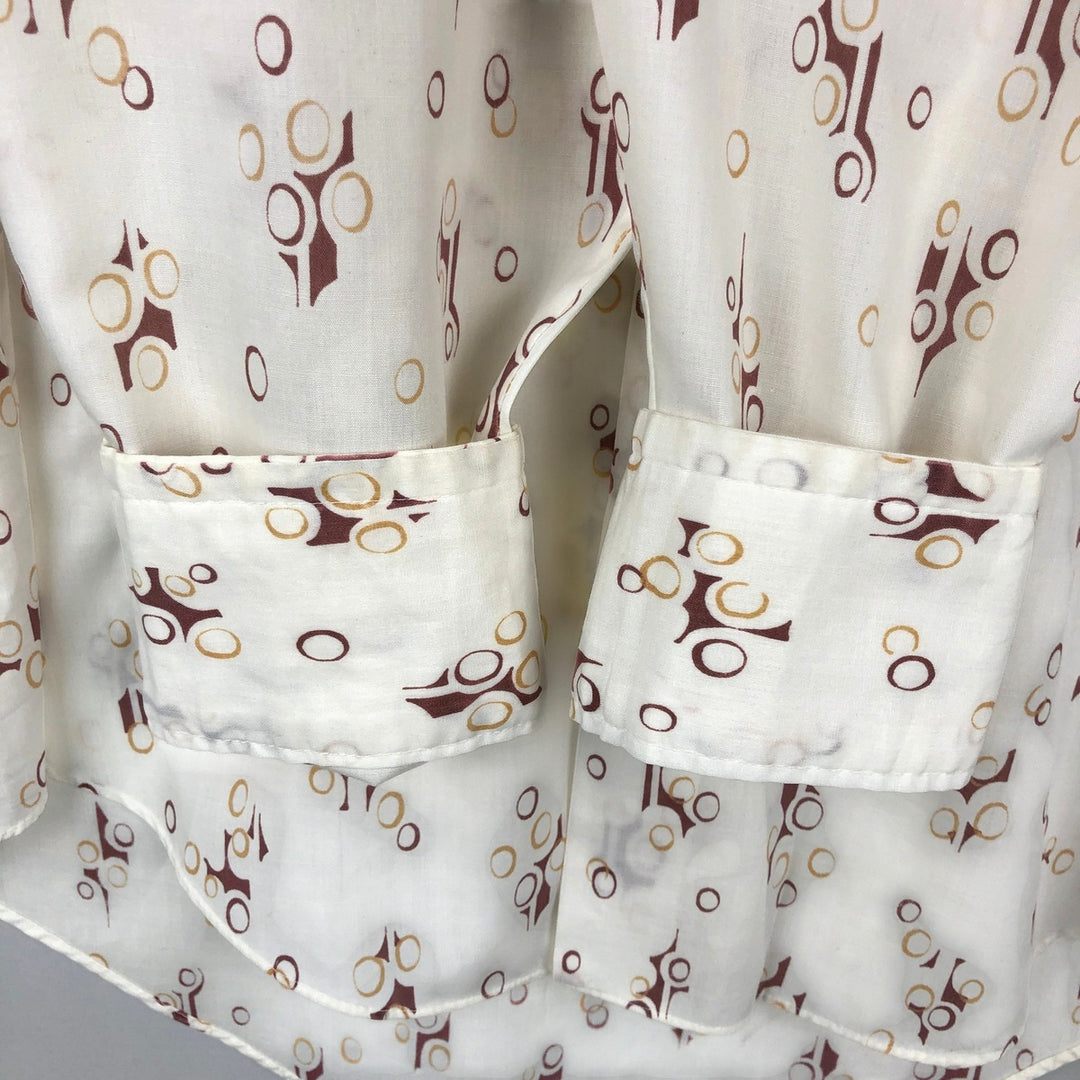 Mr. Bold all-over print long-sleeved poly-cotton shirt, men's size L (approx.) polyester white type Vintage Second Hand