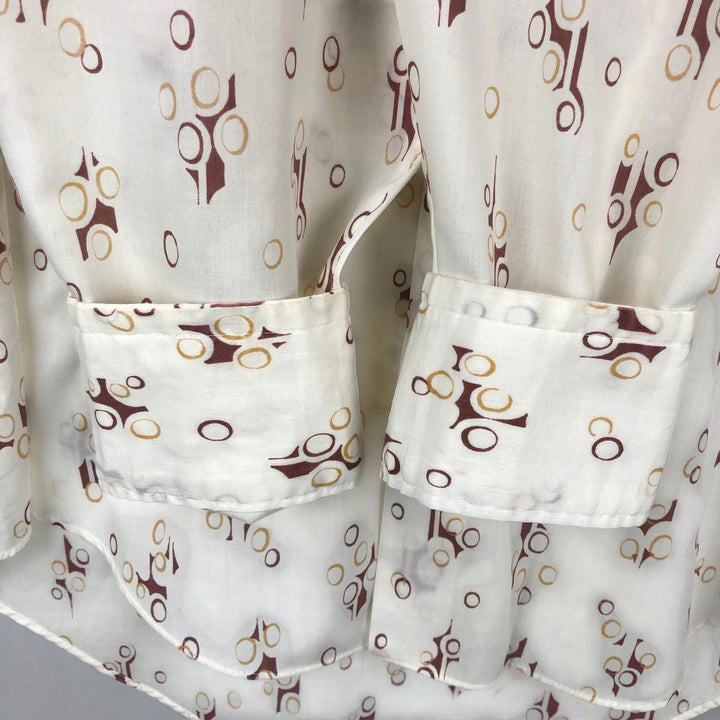 Mr. Bold all-over print long-sleeved poly-cotton shirt, men's size L (approx.) polyester white type Vintage Second Hand