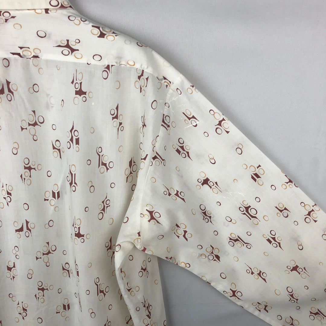 Mr. Bold all-over print long-sleeved poly-cotton shirt, men's size L (approx.) polyester white type Vintage Second Hand