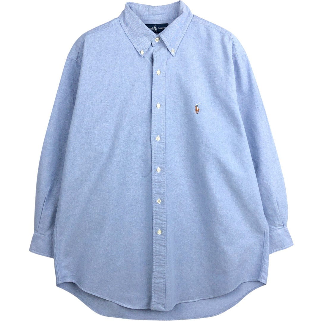 Ralph Lauren YARMOUTH long sleeve button down shirt, men's size L cotton Blue type light blue Vintage Second Hand