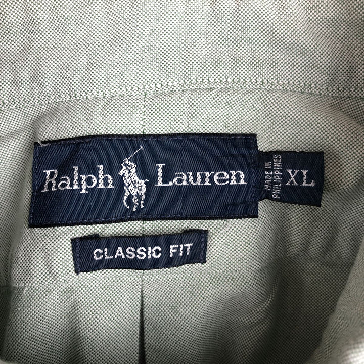 Ralph Lauren Classic Fit Long Sleeve Button Down Shirt Men's XL cotton Khaki type sage green Vintage Second Hand