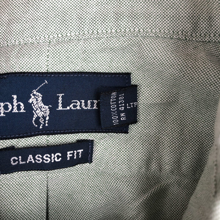 Ralph Lauren Classic Fit Long Sleeve Button Down Shirt Men's XL cotton Khaki type sage green Vintage Second Hand