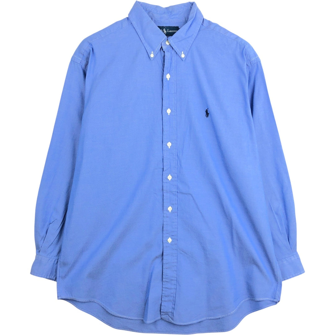 Ralph Lauren YARMOUTH long sleeve button down shirt, men's size L cotton Navy blue Vintage Second Hand