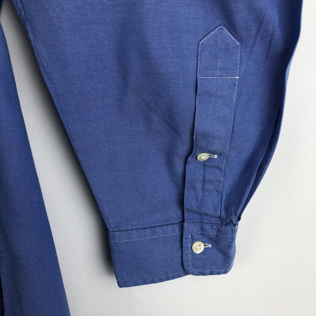Ralph Lauren YARMOUTH long sleeve button down shirt, men's size L cotton Navy blue Vintage Second Hand