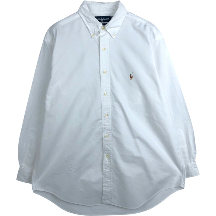 Ralph Lauren YARMOUTH long sleeve button down shirt, men's size L cotton white type Vintage Second Hand