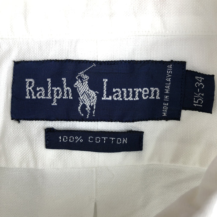 Ralph Lauren long sleeve button down shirt, men's size M cotton white type Vintage Second Hand