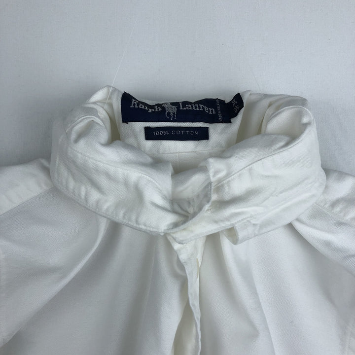 Ralph Lauren long sleeve button down shirt, men's size M cotton white type Vintage Second Hand