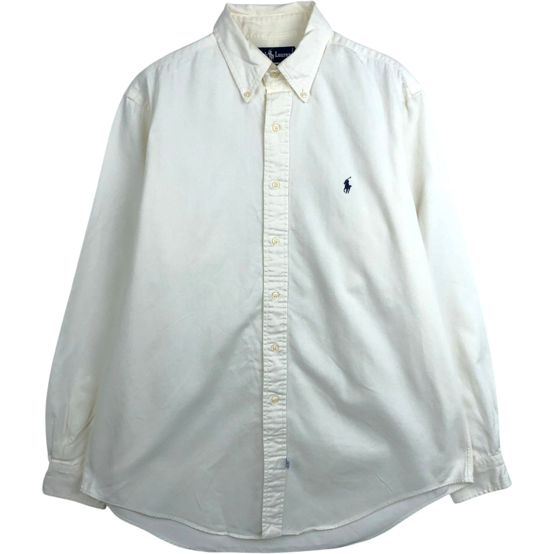 Ralph Lauren long sleeve button down shirt, men's size L cotton white type Vintage Second Hand