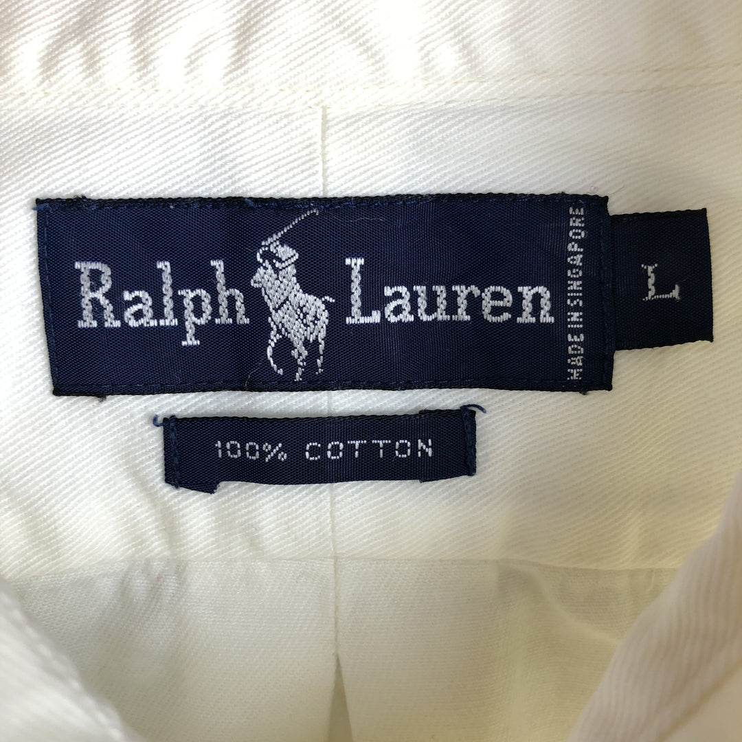 Ralph Lauren long sleeve button down shirt, men's size L cotton white type Vintage Second Hand