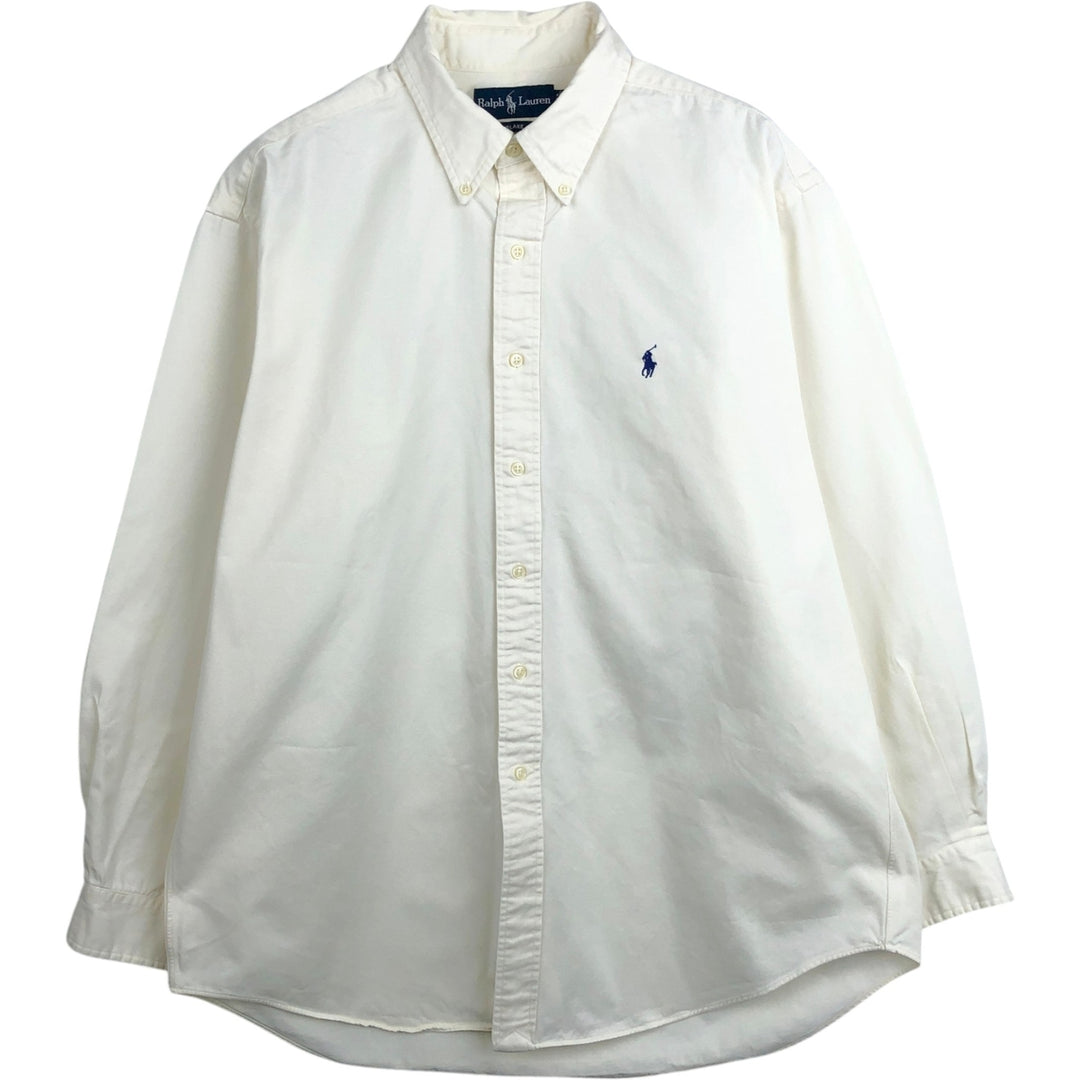 Ralph Lauren BLAKE long sleeve button down shirt, men's size L cotton white type Vintage Second Hand