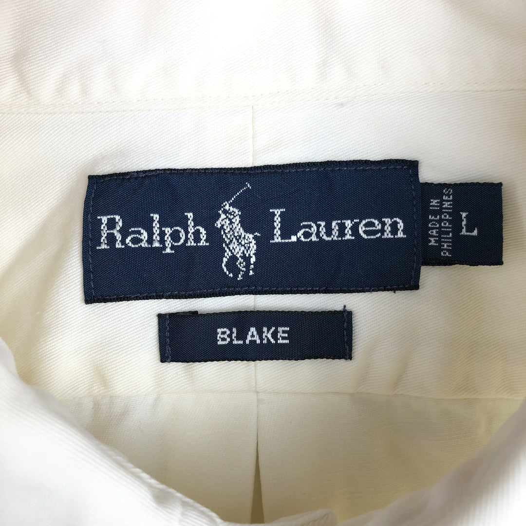 Ralph Lauren BLAKE long sleeve button down shirt, men's size L cotton white type Vintage Second Hand
