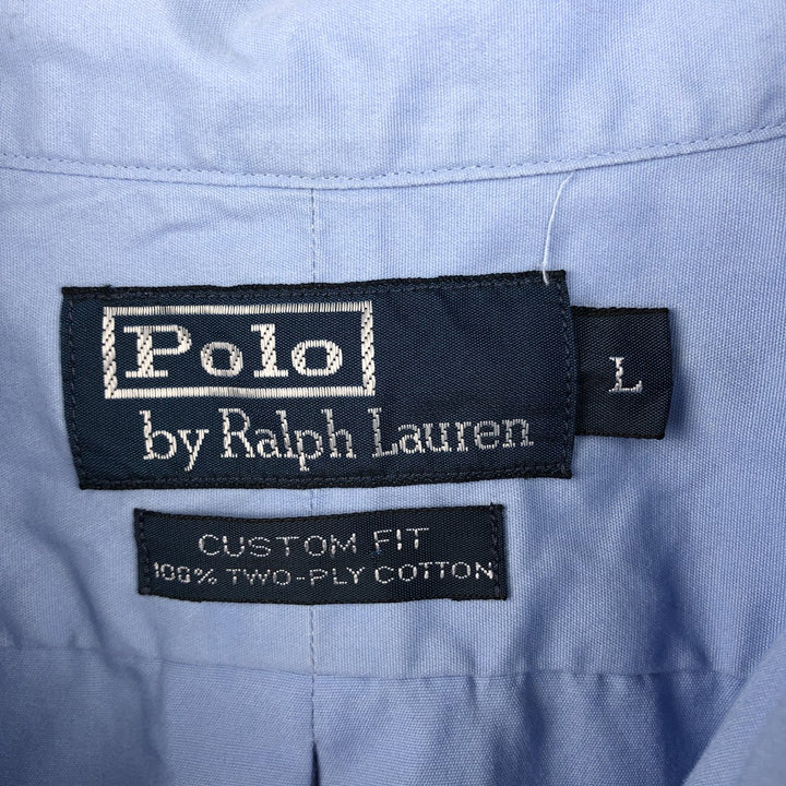 Ralph Lauren POLO by Ralph Lauren CUSTOM FIT Long-Sleeve Button-Down Shirt, Men's Size L (approx.) cotton blue type Vintage Second Hand