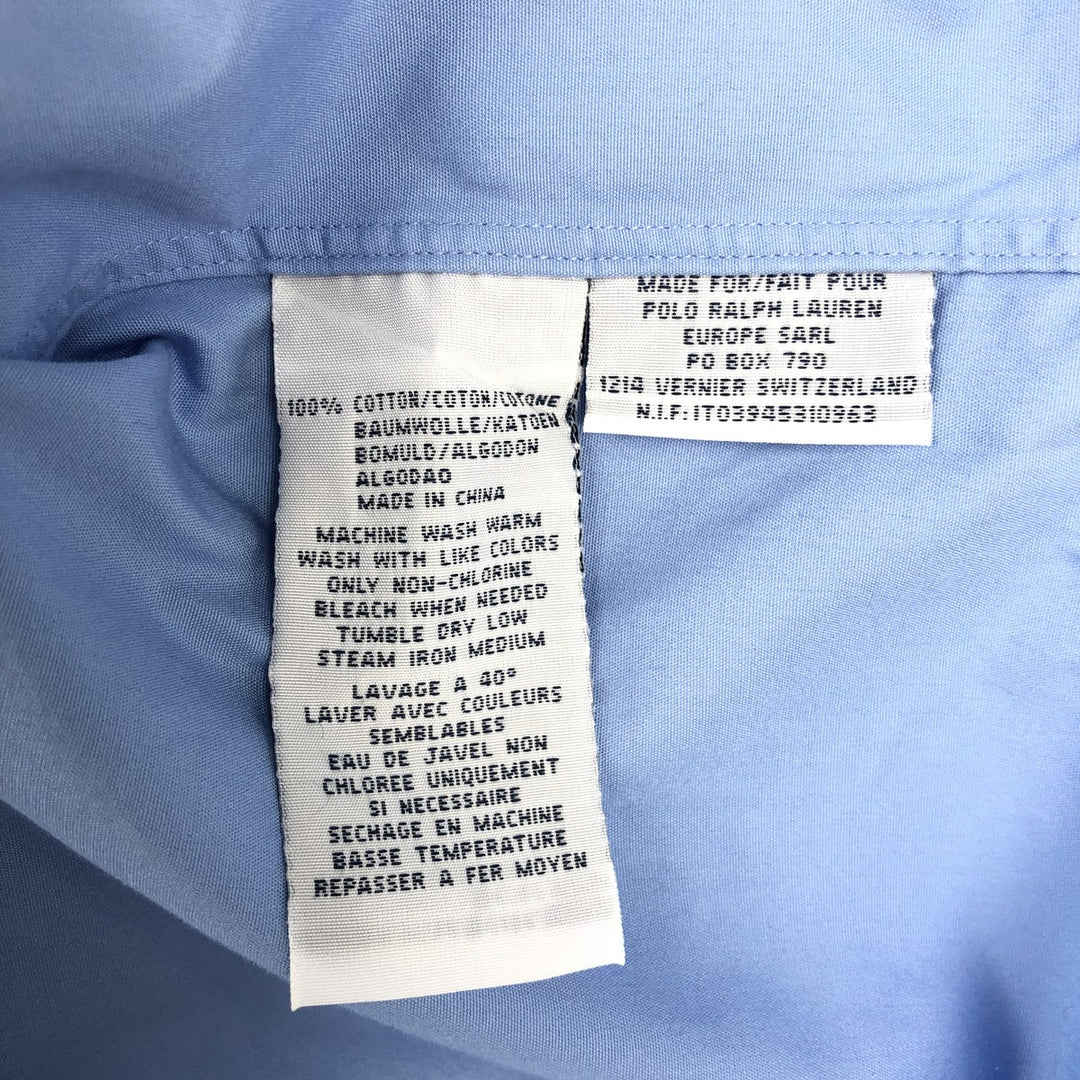 Ralph Lauren POLO by Ralph Lauren CUSTOM FIT Long-Sleeve Button-Down Shirt, Men's Size L (approx.) cotton blue type Vintage Second Hand