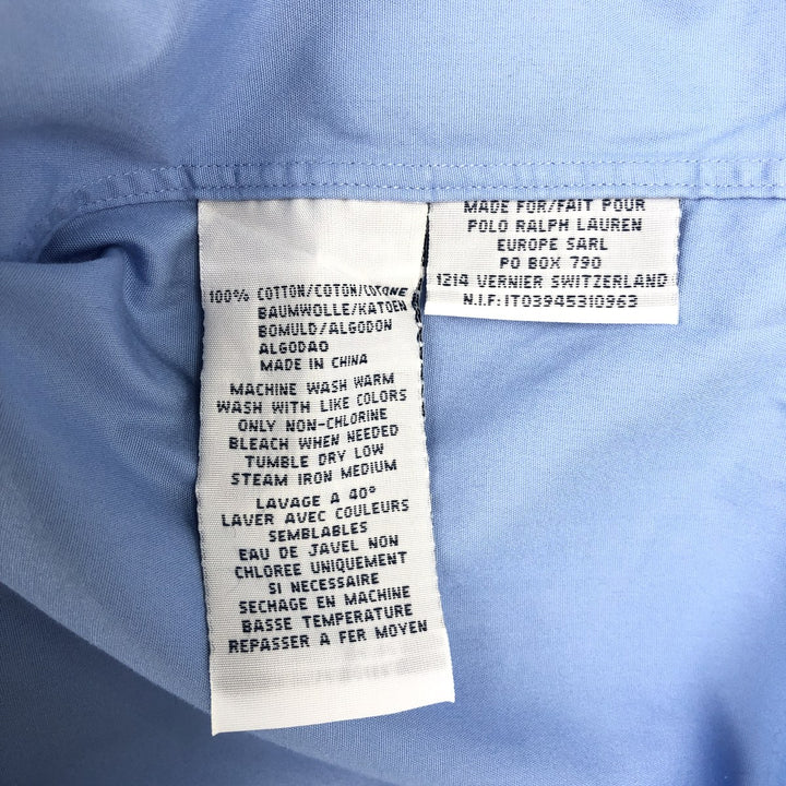 Ralph Lauren POLO by Ralph Lauren CUSTOM FIT Long-Sleeve Button-Down Shirt, Men's Size L (approx.) cotton blue type Vintage Second Hand