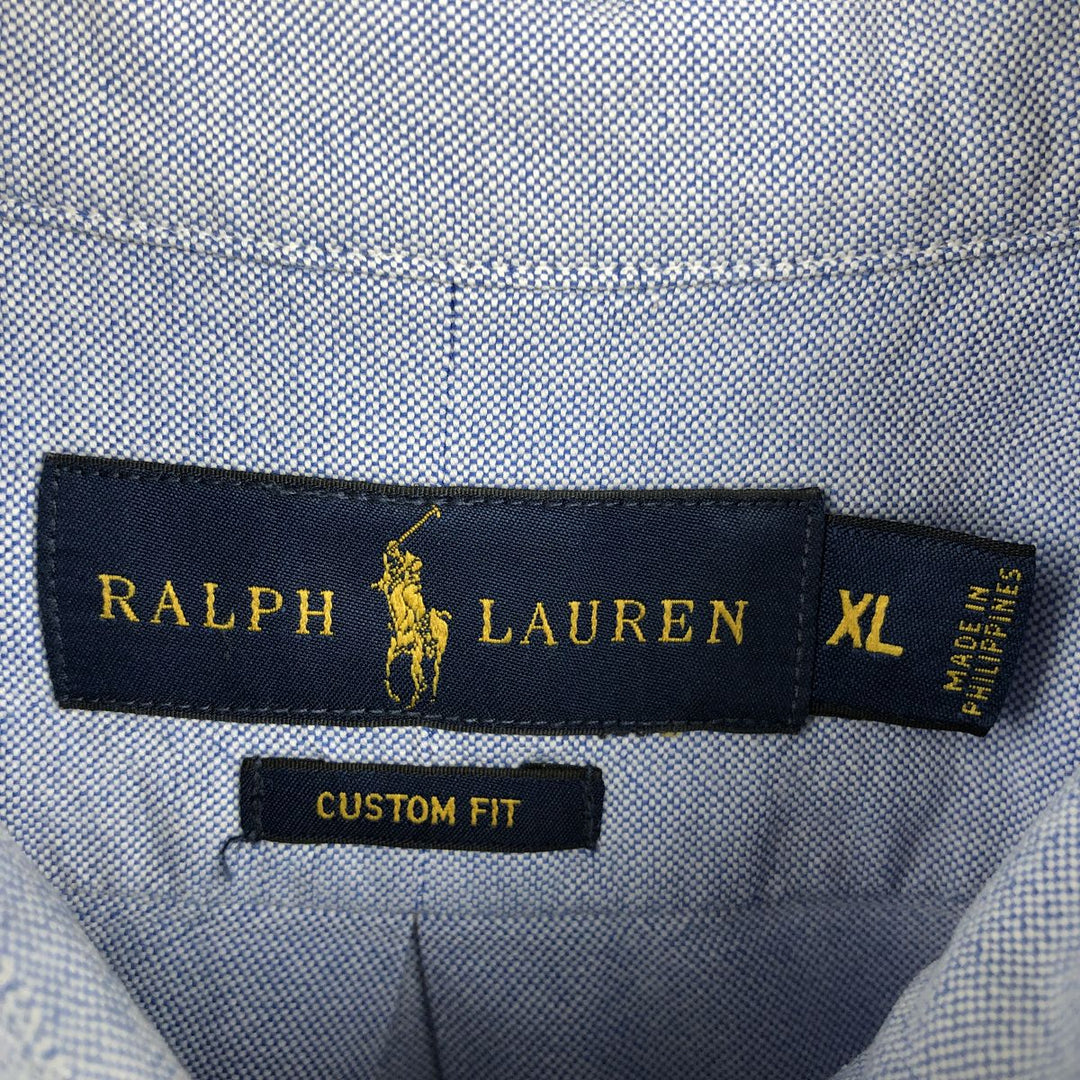 Ralph Lauren CUSTOM FIT Long-Sleeve Button-Down Shirt, Men's Size XL (Equivalent), Lightweight cotton blue type Vintage Second Hand