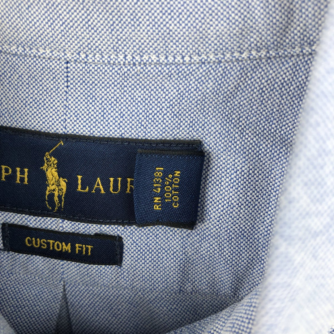 Ralph Lauren CUSTOM FIT Long-Sleeve Button-Down Shirt, Men's Size XL (Equivalent), Lightweight cotton blue type Vintage Second Hand