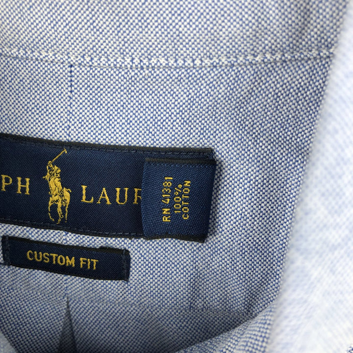 Ralph Lauren CUSTOM FIT Long-Sleeve Button-Down Shirt, Men's Size XL (Equivalent), Lightweight cotton blue type Vintage Second Hand