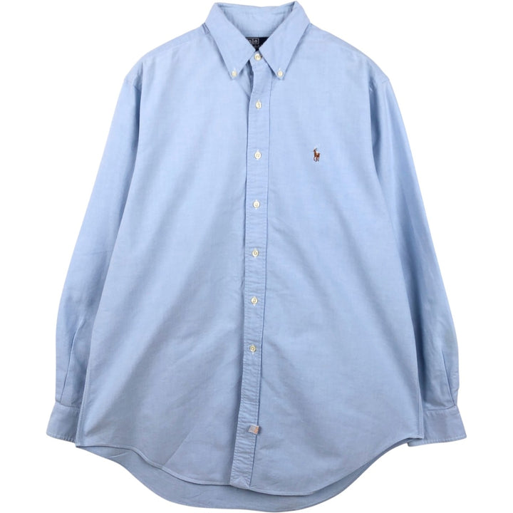 Ralph Lauren POLO by Ralph Lauren long sleeve button down shirt, men's size L cotton Blue type light blue Vintage Second Hand